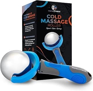 PRIME Fitness Cold Massage Roller Ball | Cold Therapy | Ice Roller Ball with Handle | cryo Stick | Relieve Muscle Pain (Blue)