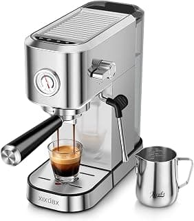 20-Bar Pump, Built-in Pressure Gauge, Powerful Steam Wand, Milk Frothing Pitcher, 42 oz Removable Water Tank, Stainless Steel