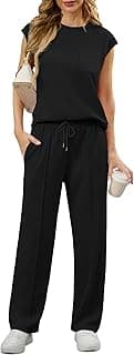 2 Piece Sets For Women Summer 2026 Outfits Lounge Sets Sleeveless Sweatsuits Wide Leg Tracksuits With Pockets