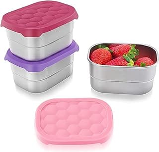 Tanjiae Small (1 CUP) Stainless Steel Snack Containers for Kids | Easy Open Leak Proof Food Containers with Silicone Lids - Perfect Metal Toddler Lunch Box for Daycare and School (8oz)