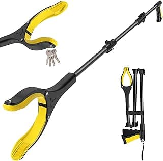 44 Inch Extra Long Grabber Reacher Tool,Foldable Trash Pick Up Stick for Seniors with Strong Grip Magnetic,360°Rotating Anti-Slip Jaw 4" Wide Claw Opening,Hand Grabber for Reaching