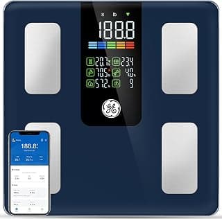 Body Fat Scale with Muscle Mass, Digital Bathroom Weighing Health Monitor, FSA Eligible HSA, Bluetooth App Sync, Dark Blue