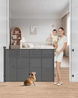 4 Fiberglass Support Rods for Extra Stability, Fully Retractable Design, 34" Tall for Stairs, Hallways & Doorways, Gray