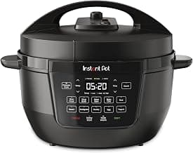 Slow cooks, makes rice, steams, sautés, makes yogurt and keeps food warm, with a wide base for searing.