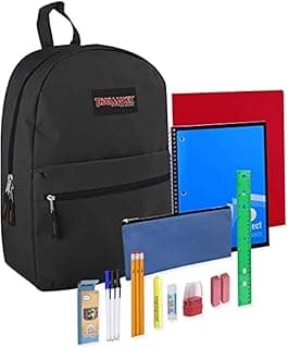 Trail maker Backpack with School Supplies for Kids - 20 Piece Back to School Supplies with 17" Backpack (Black)
