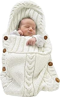 XMWEALTHY Newborn Baby Wrap Swaddle Blanket Knit Wrap Blanket Bag Receiving Blankets Stroller Wrap for Baby Beige 0-6 Month