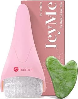 BAIMEI IcyMe Ice Roller for Face and Gua Sha Facial Tool Set, Ice Face Roller Reduces Puffiness Relieves Migraines Skin Care Tools, Self Care for Women - Pink
