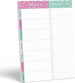Sweetzer & Orange Purple/Teal Meal Planner Magnetic Pad | 7x10 inch Notepad for Organized Weekly & Daily Planning | Tear-Off Grocery Checklist for Convenient Shopping | Notepads for Refrigerator Door