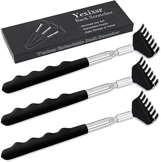 Yexixsr 3 Pack Back Scratcher Extendable Metal Back Scratcher for Men Women Adults, Telescoping Back Massager with Rubber Handles, Christmas Gift Stocking Stuffers