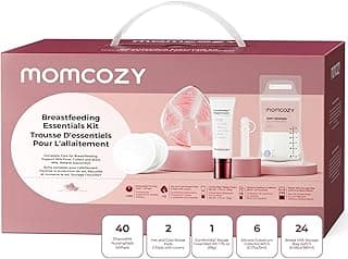 Momcozy 73PC Breastfeeding Essentials Kit,New Moms Postpartum Essentials | Hospital Bag Must-Haves, with Nursing Pads, Hot & Cold Breast Pads, Nipple Cream, Colostrum Collectors, Milk Storage Bags