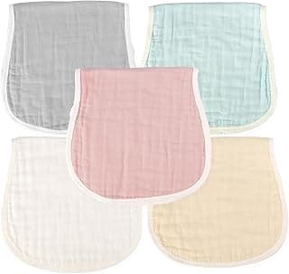 MUKIN Baby Muslin Burp Cloths and Burping Cloth,Soft Absorbent for Boys Girls,5 Pack Cotton Newborn Burp Bibs face Cloths (Multicolored)