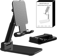 Phone Stand for Desk Cell Phone Holder Stands for iPhones, Black | Mini, Cute, Portable, Fully Foldable, Under 8" Devices, All Smart phones, Office Accessories