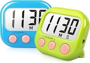 AOUCE Digital Timer for Kids Classroom Timers for Teacher 2 Pack Blue Green | Large Screen, Strong Magnetic, Loud Alarm, Countdown, Pomorodo, Stopwatch, Kitchen Timers for Cooking, Teacher Supplies