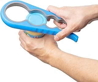 Bloss Jar Opener Bottle Opener for Seniors, Weak Hands and Arthritis, Blue | Anti-Slip Rubber Strip Inside,Eight Sizes of Circular Openings,Cap and Bottle Great Kitchen Gadgets,Useful Gifts for Elderly