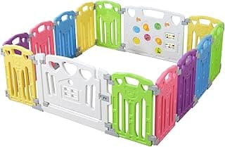 Baby Playpen Kids Activity Centre Safety Play Yard Home Indoor Outdoor New Pen (Multicolour, Classic Set 14 Panel)