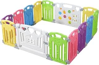 Baby Playpen Kids Activity Centre Safety Play Yard Home Indoor Outdoor New Pen (Multicolour, Classic Set 14 Panel)