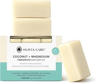 Coconut Magnesium Organic Bar Soap - Natural Moisturizing Body Soap for Sensitive Skin - Triple Milled Soap with Coconut Oil - Plastic Free 3 Pack