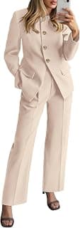 Two Piece Set for Women Spring Fashion 2026 Business Casual Long Sleeve Blazer Jackets Wide Leg Pant Suits Pockets