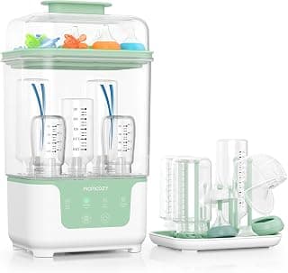 Momcozy New Modular Nesting 4 in 1 Compact Bottle Sterilizer and Dryer | Space-Saving Design, 6 Bottles Capacity, for Breast Pump Parts & Newborn Essentials, Drying Rack Included, for New Parents