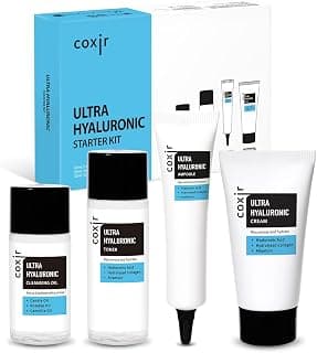 Korean Skincare Gift Set, Glass Skin Kit, (4-Piece) | Hyaluronic Acid & Snail Mucin, Cleanser + Toner + Ampoule + Cream, Fragrance-Free Travel Essentials