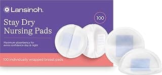 Lansinoh Stay Dry Disposable Nursing Pads, Soft and Super Absorbent Breast Pads, Breastfeeding Essentials for Moms, 100 Count