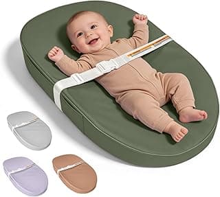 Baby Changing Pad Waterproof Vegan Leather Wipeable | Diaper Changing Pad with Safety Strap Non-Slip Changing Mat for Dresser & Table