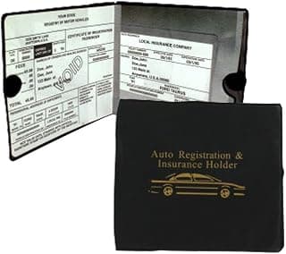 Set of 4 Auto Car Registration Insurance Holder Wallet - Document Id Black Case for Car Truck Boat
