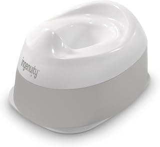 We Are Obsessed With This: Ingenuity Ready Set Go Potty Training Toilet, Removable Bowl, Non-Skid Bottom, Wide Stable Base, Age 18 Months & Up, White & Grey