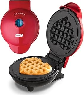 Heart Shaped Waffles for Valentine's Day, Small Waffle Iron & Chaffle Maker, Mini Waffles for Kids & Families