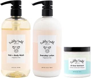 Baby Shampoo and Body Wash, 25 oz Everyday Lotion, 8 oz All Over Ointment, Fragrance-Free