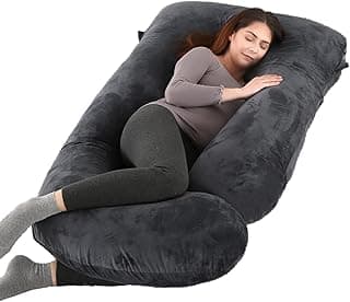 Side Sleeper Support for Back, Belly, Hip & Leg, Pregnant Women, Removable & Washable Cover, Adjustable Fill, 57 Inch, Velvet