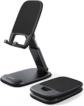 Lamicall Cell Phone Stand for Desk, Height Angle Adjustable Phone Holder | Foldable, Portable, for iPhone 18 Duo 17 16 15 14 13 12 Pro Max Plus Air Galaxy S25, Office Gift, Telephone Accessory, Black