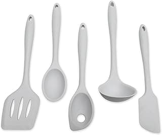 Chef Craft - Premium Silicone Kitchen Tools and Utensils Set, Non-Scratch, Withstands Temperatures up to 450°F, BPA-Free, 5 Piece Cooking Utensils Set, Gray