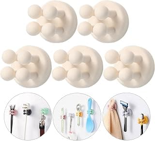 iBetterLife Self-adhesive Silicone Hook Holders - 5Pcs Mounted to Wall for Clipping Hanging Toothbrush Razor Towel Key Plug Cable, Utility Holders for Kitchen Bathroom Home Office Dorm Room Essentials
