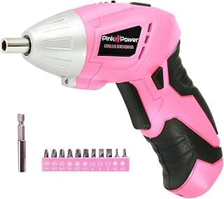 Pink Power Cordless Screwdriver Set 3.6V Electric Rechargeable Gun Kit LED | Automatic Mini Drill for Women, Portable Small Battery Powered, Screw Driving Tool, Work Light