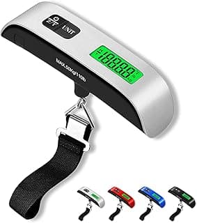 Luggage Scale, 110lb/50kg Portable Luggage Weight Scale, Silver | Unit Conversion,Automatic overload,Low battery warning modes,LED Display,for Weighing Luggage, Backpacks, Fruits and Pets