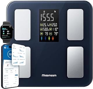 Smart Scale for Body Weight, BMI & Body Fat 8-in-1 Large Display 22 Metrics | Bathroom Digital Bluetooth Scale, Heart Rate, 400 lb/180 kg , App Sync, Multi-User Support, iOS & Android