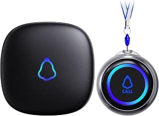 Wireless Caregiver Pager, 1 Call Button + 1 Receiver for Elderly at Home | Medical Life Alert System for Seniors/Kids, SOS Emergency Panic Call Bell, Nurse Calling/Patient Assistance Help Buzzer Alarm