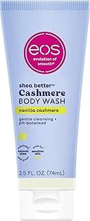eos Travel Vanilla Cashmere Body Wash- Travel Size Body Wash, Hydrating, Moisturizing, Toiletries, Mini, Shea Butter, 2.5 fl oz