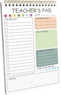 Newkita Teacher To Do List Notepad, 8.3x5.8 Inch Teacher Notepad, Spiral Checklist Notebook for Class Schedules, Daily Planner, School Tasks and Goal Setting (Green)