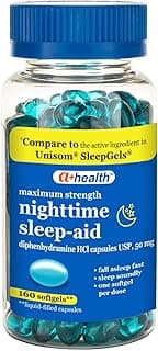 A+Health Nighttime Sleep Aid Diphenhydramine 50mg Softgels, 160 Count | Maximum Strength