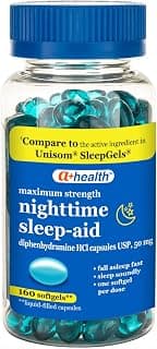 A+Health Nighttime Sleep Aid Diphenhydramine 50mg Softgels, 160 Count | Maximum Strength