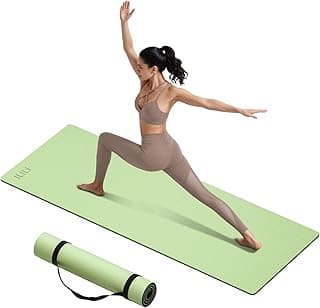 ILILI 10mm Extra Thick, TPE Yoga Mat, 76×28 Inch Extra Long, Carrying Strap | Double‑Color, Non‑Slip, Eco‑Friendly, Cushioned for Yoga, Pilates, Floor Exercise, Home Fitness, Outdoor Travel
