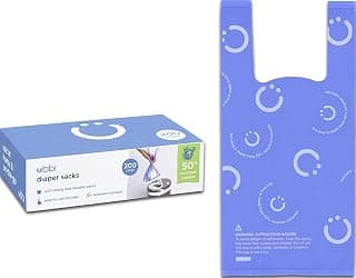 Ubbi Disposable Baby Diaper Sacks, Lavender Scented, 200 Count | Easy-To-Tie Tabs, Made from 50% Recycled Material, Disposable On-The-Go Bags, Diaper Bag and Travel Essential