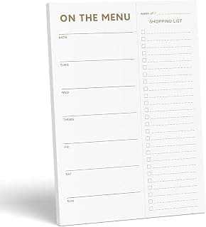 Sweetzer&Orange Gold Meal Planner and Grocery List Magnetic Notepad. 7x10” Meal Planning Pad with Tear Off Shopping List. Plan Weekly Menu Food for Weight Loss or Dinner List for Family!