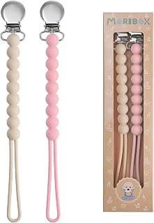 Silicone Pacifier Clip for Baby Girls, Paci Binky Holder 2 Pack | Food Grade Silicone, One Piece Design, Soother Binky Holder, Teething Relief, Baby Shower, Birthday, Christmas, Baby Registry