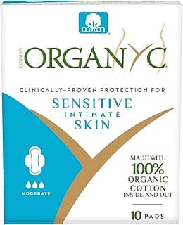 100% Certified Organic Cotton Feminine Pads, Moderate Flow, 10 Count