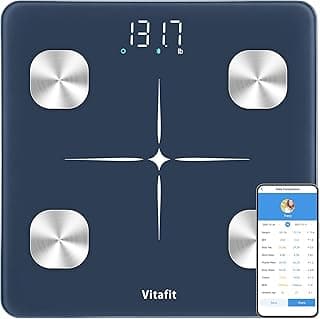 Vitafit FSA&HSA Smart Weight Scale, Accuracy 0.1lb by Our Professional Scale Factory Since 2001, Scale for Body Weight App Sync 13 Body Composition with BMI, Body Fat and Muscle, 400lb, LED, Blue