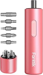 Fanttik S1 Capsule Cordless Screwdriver, Electric Screwdriver(Pink) | Max 5 N.m, 320 RPM Motor, 5 Pcs Double-Ended Bits, Compact Design, LED Light, 1/4''Hex, Idea Tool for Furniture, Appliances