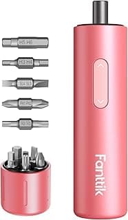 Fanttik S1 Capsule Cordless Screwdriver, Electric Screwdriver(Pink) | Max 5 N.m, 320 RPM Motor, 5 Pcs Double-Ended Bits, Compact Design, LED Light, 1/4''Hex, Idea Tool for Furniture, Appliances